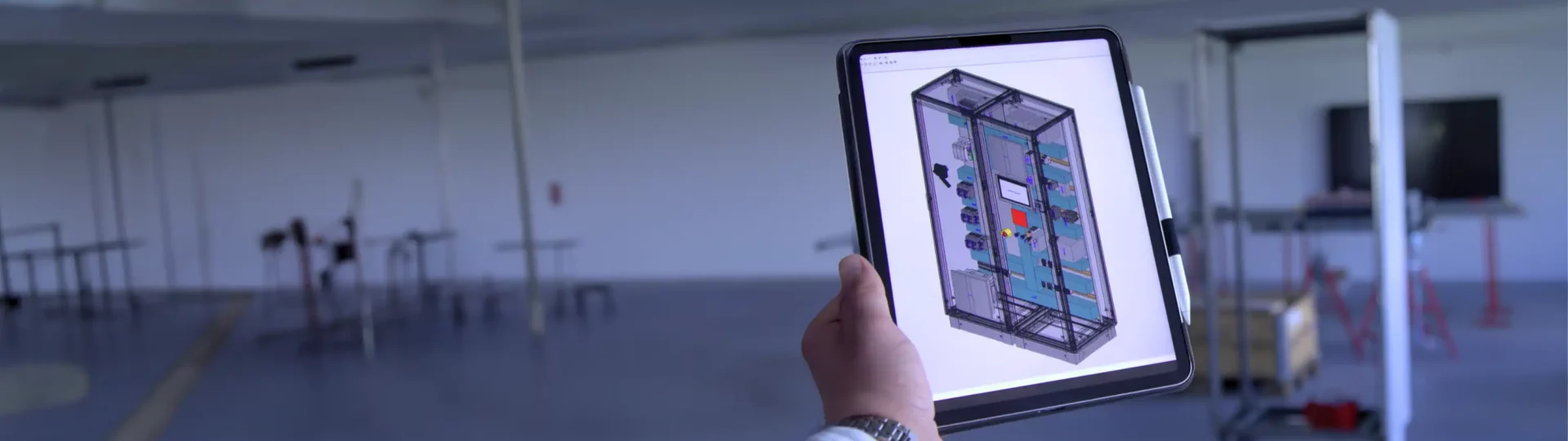 Drawing of a control cabinet on a tablet